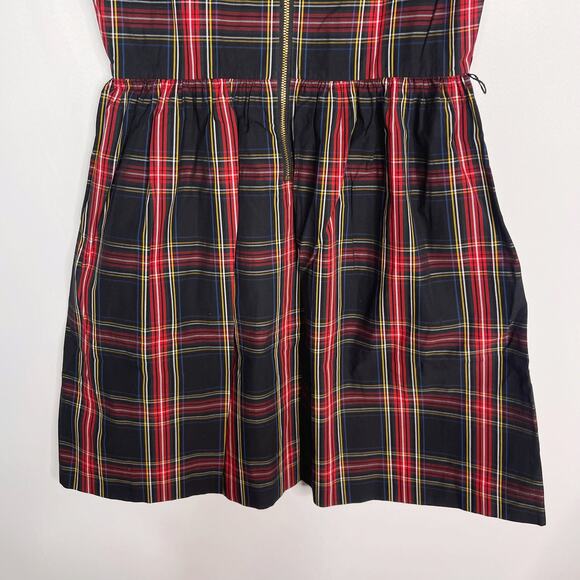 J Crew Crewcuts 14 Black Red Tartan Plaid Fit and Flare Holiday Dress Sleeveless - Picture 9 of 11